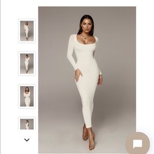 Ivory Cassandra long sleeve midi dress